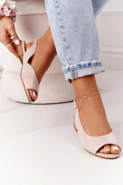 Hot Zamszowe Sandały Na Obcasie Sergio Leone SK807 Różowe Damskie Sandały Na Obcasie|Sandały Płaskie