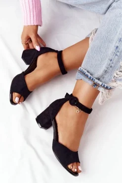 Sandały Na Obcasie>Buty damskie Vinceza Zamszowe Sandały Na Obcasie Vinceza 20100 Czarne