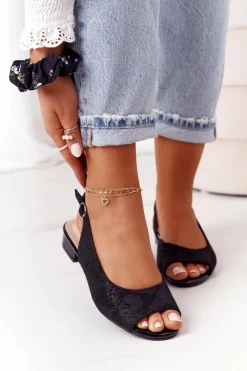 Clearance Buty Sergio Leone Zamszowe Sandały Na Obcasie Sergio Leone SK807 Czarne