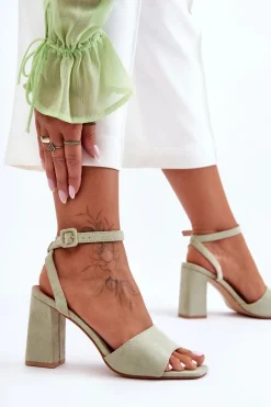 Discount Boto Zamszowe Sandały Na Obcasie Zielone Harriet