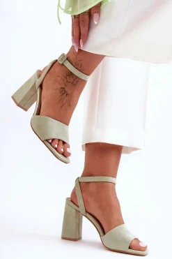 Discount Boto Zamszowe Sandały Na Obcasie Zielone Harriet