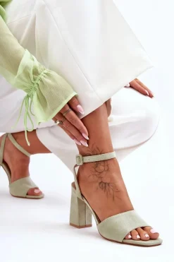 Discount Boto Zamszowe Sandały Na Obcasie Zielone Harriet