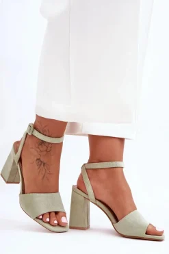 Discount Boto Zamszowe Sandały Na Obcasie Zielone Harriet