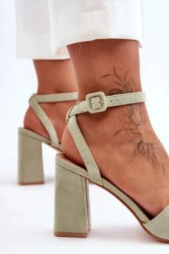 Discount Boto Zamszowe Sandały Na Obcasie Zielone Harriet