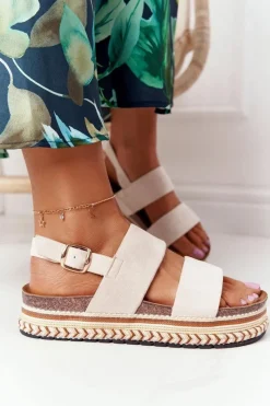 Discount Boto Zamszowe Sandały Na Platformie Beżowe Olimpia