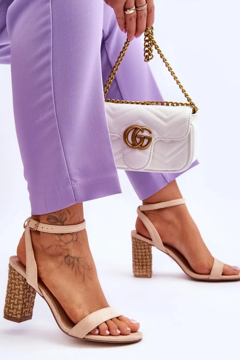 Sale Boto Zamszowe Sandały Na Plecionym Słupku Beżowe Selila Beżowy