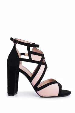 Clearance Boto Zamszowe Sandały Na Słupku Czarno-Różowe Emolly