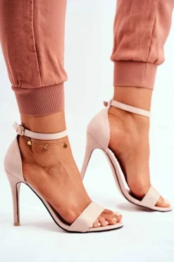 Clearance Zamszowe Sandały Na Szpilce Beżowe Liberty Damskie Sandały Na Obcasie