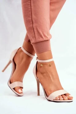 Clearance Zamszowe Sandały Na Szpilce Beżowe Liberty Damskie Sandały Na Obcasie