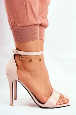 Clearance Zamszowe Sandały Na Szpilce Beżowe Liberty Damskie Sandały Na Obcasie