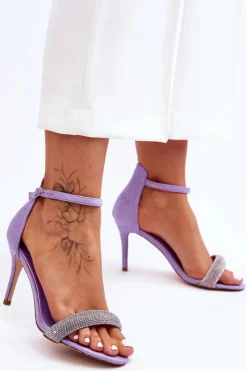 Sandały Na Obcasie>Boto Zamszowe Sandały Na Szpilce Z Dżetami Fioletowe Moments Fioletowy