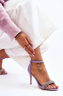 Sandały Na Obcasie>Boto Zamszowe Sandały Na Szpilce Z Dżetami Fioletowe Moments Fioletowy