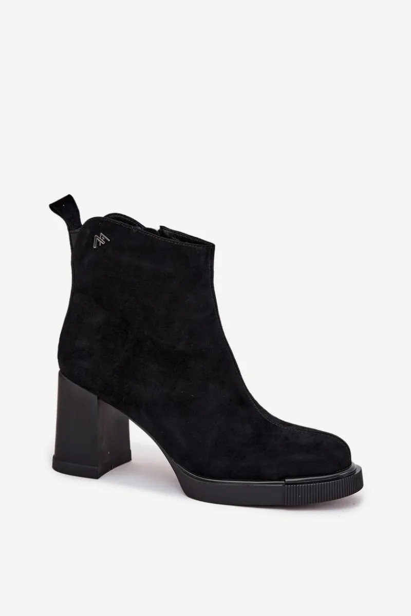 Sale Buty damskie Vinceza Zamszowe Skórzane Botki Damskie Na Słupku Vinceza 91142 Czarne