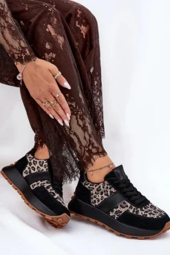 Online Zamszowe Sneakersy Damskie Na Platformie Panterka Vinceza 66793 Czarne Damskie Sneakersy Damskie