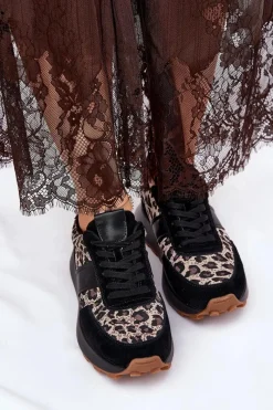 Online Zamszowe Sneakersy Damskie Na Platformie Panterka Vinceza 66793 Czarne Damskie Sneakersy Damskie