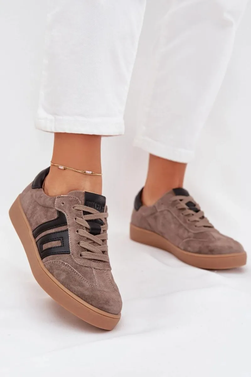 New Buty damskie Vinceza Zamszowe Sneakersy Damskie Vinceza 79557 Ciemnobeżowe Beżowy