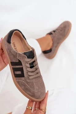 New Buty damskie Vinceza Zamszowe Sneakersy Damskie Vinceza 79557 Ciemnobeżowe Beżowy