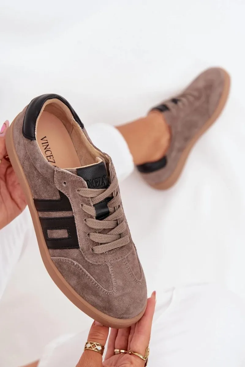 New Buty damskie Vinceza Zamszowe Sneakersy Damskie Vinceza 79557 Ciemnobeżowe Beżowy