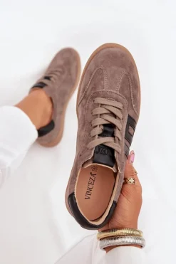 New Buty damskie Vinceza Zamszowe Sneakersy Damskie Vinceza 79557 Ciemnobeżowe Beżowy