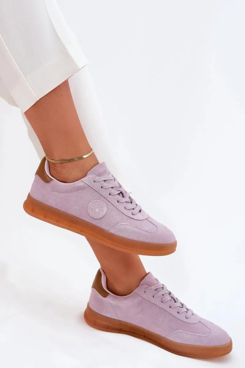 Sale Big Star Shoes Zamszowe Sneakersy Damskie Big Star RR274850 HI-POLY SYSTEM Fioletowe