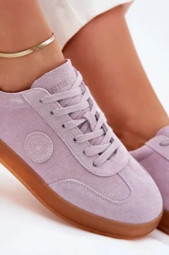 Sale Big Star Shoes Zamszowe Sneakersy Damskie Big Star RR274850 HI-POLY SYSTEM Fioletowe