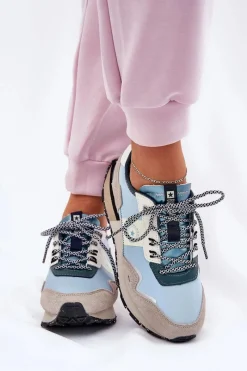 New Big Star Shoes Zamszowe Sneakersy Damskie Big Star RR274245 HI-POLY SYSTEM Szaro-Niebieskie