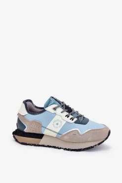 New Big Star Shoes Zamszowe Sneakersy Damskie Big Star RR274245 HI-POLY SYSTEM Szaro-Niebieskie