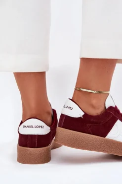 Clearance Daniel Lopez Just Dare Zamszowe Sneakersy Damskie SS2D4023 Bordowe Czerwony