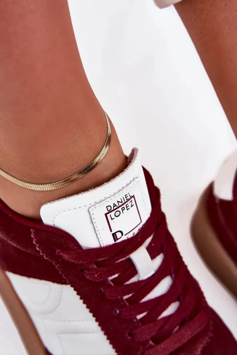 Clearance Daniel Lopez Just Dare Zamszowe Sneakersy Damskie SS2D4023 Bordowe Czerwony