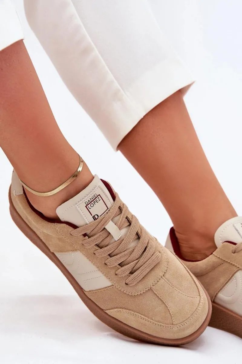 Buty Sportowe Na Platformie|Sneakersy Damskie>Daniel Lopez Just Dare Zamszowe Sneakersy Damskie SS2D4022 Beżowe Beżowy