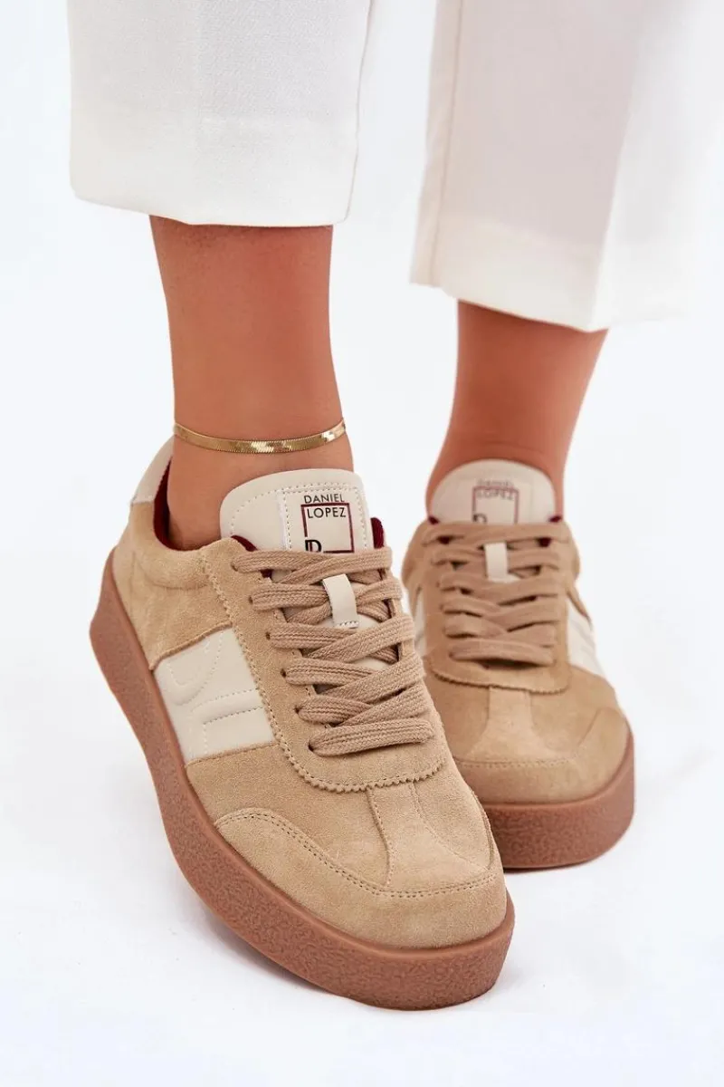 Buty Sportowe Na Platformie|Sneakersy Damskie>Daniel Lopez Just Dare Zamszowe Sneakersy Damskie SS2D4022 Beżowe Beżowy