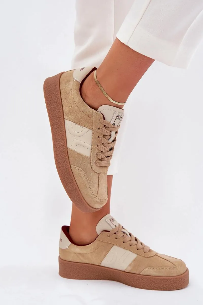 Buty Sportowe Na Platformie|Sneakersy Damskie>Daniel Lopez Just Dare Zamszowe Sneakersy Damskie SS2D4022 Beżowe Beżowy