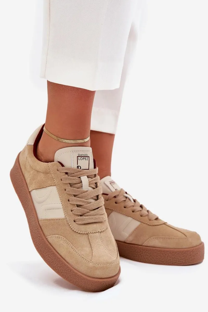 Buty Sportowe Na Platformie|Sneakersy Damskie>Daniel Lopez Just Dare Zamszowe Sneakersy Damskie SS2D4022 Beżowe Beżowy