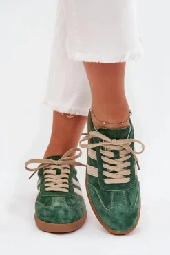 Sneakersy Damskie>Boto Zamszowe Sneakersy Damskie Zielone Sirella