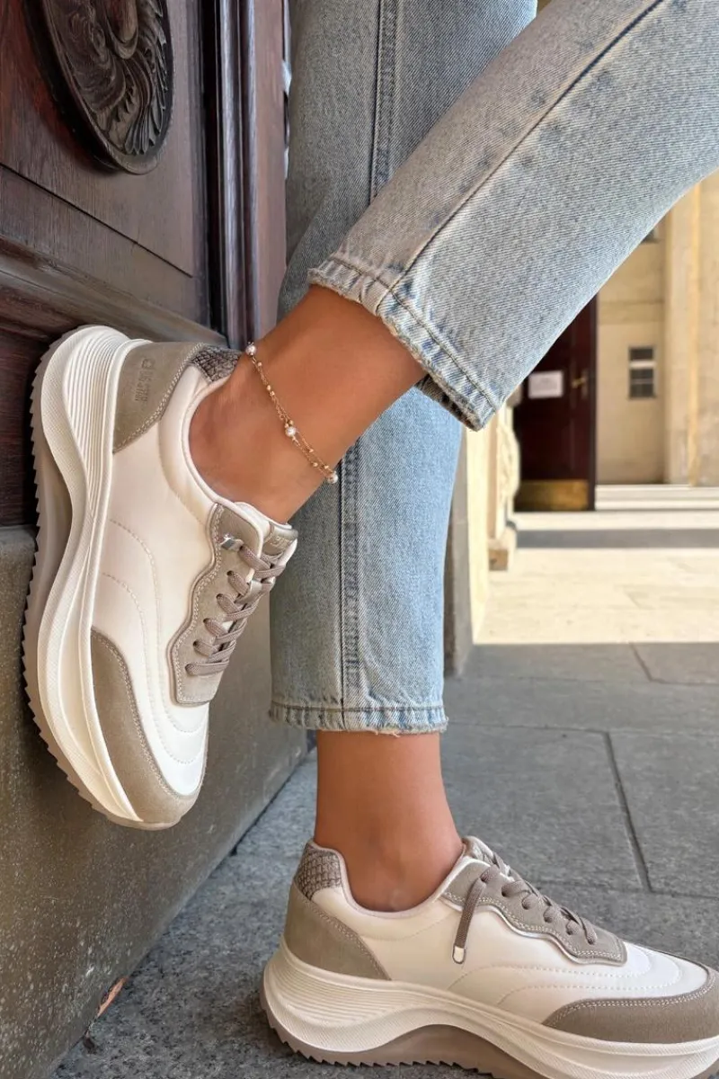 Clearance Big Star Shoes Zamszowe Sneakersy Damskie Na Platformie Big Star RR274A344 HI-POLY SYSTEM Beżowe Beżowy