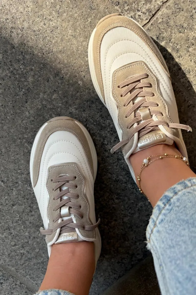 Clearance Big Star Shoes Zamszowe Sneakersy Damskie Na Platformie Big Star RR274A344 HI-POLY SYSTEM Beżowe Beżowy