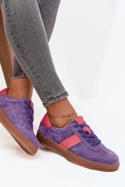 Outlet Zamszowe Sneakersy Damskie Vinceza 79576 Fioletowe Damskie Sneakersy Damskie