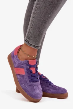 Outlet Zamszowe Sneakersy Damskie Vinceza 79576 Fioletowe Damskie Sneakersy Damskie
