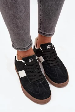 Hot Zamszowe Sneakersy Damskie Vinceza 14029 Czarne Damskie Sneakersy Damskie