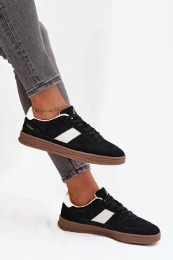 Hot Zamszowe Sneakersy Damskie Vinceza 14029 Czarne Damskie Sneakersy Damskie