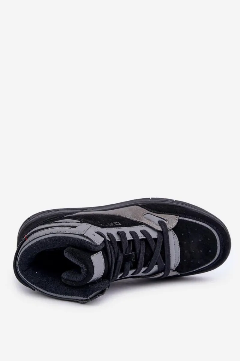 Obuwie Sportowe Męskie>Big Star Shoes Zamszowe Sneakersy Męskie Big Star OO174303 Hi-Poly System Czarno-Szare