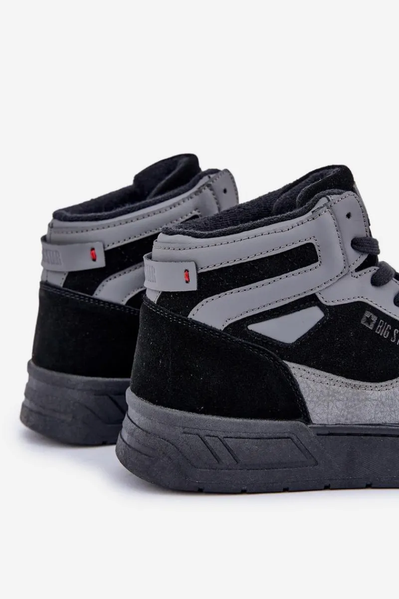 Obuwie Sportowe Męskie>Big Star Shoes Zamszowe Sneakersy Męskie Big Star OO174303 Hi-Poly System Czarno-Szare