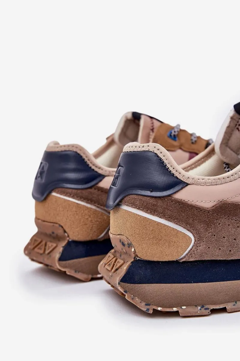 Obuwie Sportowe Męskie>Big Star Shoes Zamszowe Sneakersy Męskie Na Platformie Big Star RR174475 Hi-Poly System Beżowe Beżowy