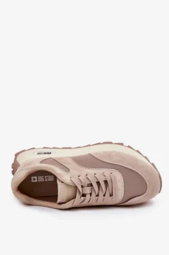 Discount Big Star Shoes Zamszowe Sneakersy Na Platformie Damskie Big Star RR274897 HI-POLY SYSTEM Beżowe Beżowy