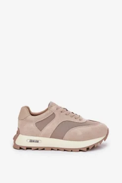 Discount Big Star Shoes Zamszowe Sneakersy Na Platformie Damskie Big Star RR274897 HI-POLY SYSTEM Beżowe Beżowy