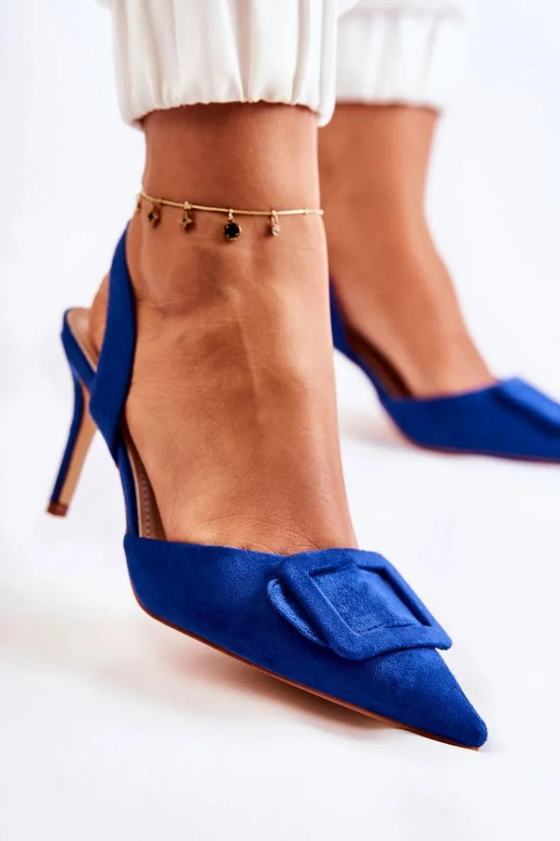 Clearance Zamszowe Szpilki Z Noskiem W Szpic Ciemnoniebieskie Emberly Damskie Szpilki Zamszowe