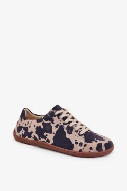 Zazoo Zamszowe Trampki Barefoot Damskie W Łaty N1120 Brązowo-Beżowe