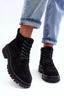 Sale Zamszowe Trapery Botki Ocieplane Czarne Alden Damskie Damskie Trapery|Botki Sznurowane