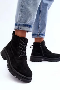 Sale Zamszowe Trapery Botki Ocieplane Czarne Alden Damskie Damskie Trapery|Botki Sznurowane