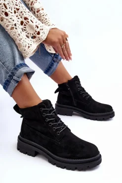 Sale Zamszowe Trapery Botki Ocieplane Czarne Alden Damskie Damskie Trapery|Botki Sznurowane